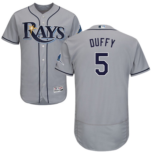 Rays #5 Matt Duffy Grey Flexbase Authentic Collection Stitched MLB Jersey